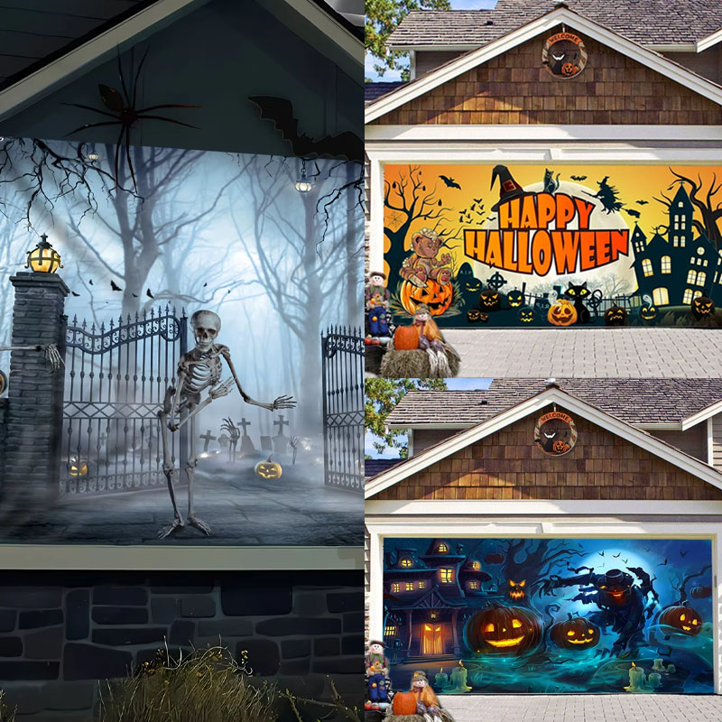 Outdoor Power Garage - Bannière de porte de garage Halloween
