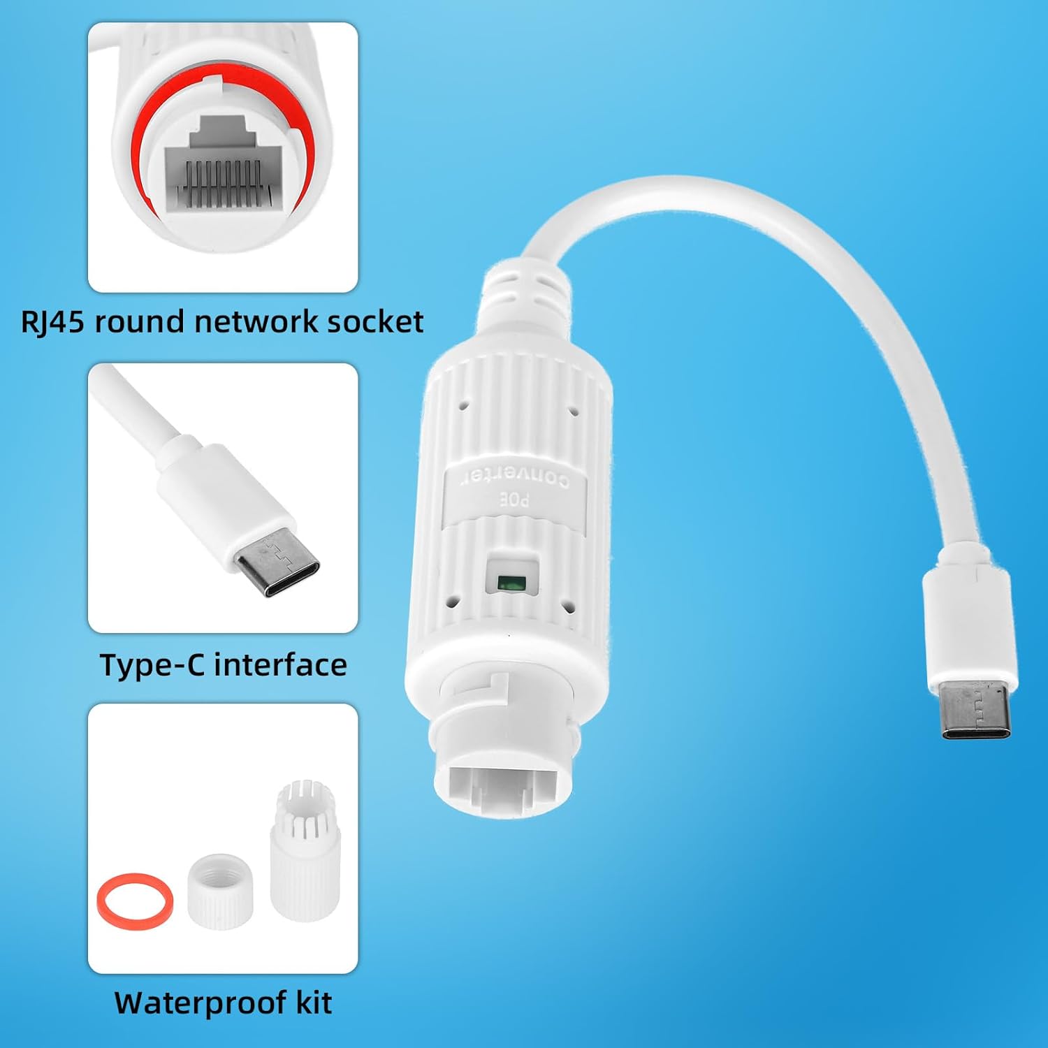 Outdoor Power Monitor - Convertisseur d'alimentation PoE vers USB-C, étanche